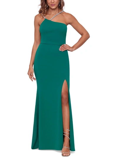 Aqua Womens Scuba Asymmetric Evening Dress In Green