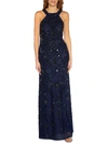 ADRIANNA PAPELL WOMENS LACE LONG EVENING DRESS