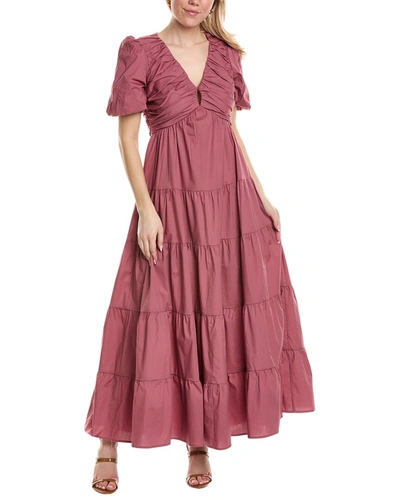 Charles Henry Ruched Tiered Mini Dress In Pink