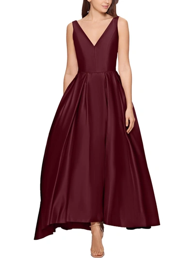 B & A By Betsy And Adam Womens Satin Maxi Evening Dress In Red