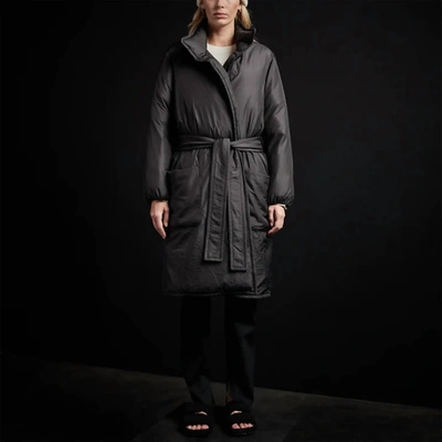 James Perse Belted Padded Coat In Black