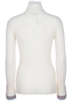 Etro Off-white Wool Turtleneck Sweater With Multicolor Cuffs In Unica