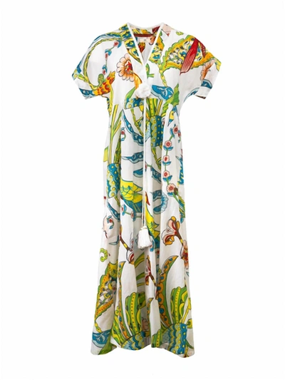 Guadalupe Design Women's Raven Tropical Birds Kimono Dress In Multi