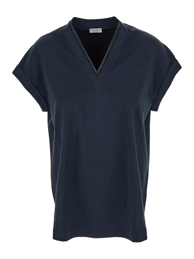 Brunello Cucinelli Cotton T-shirt In Blue