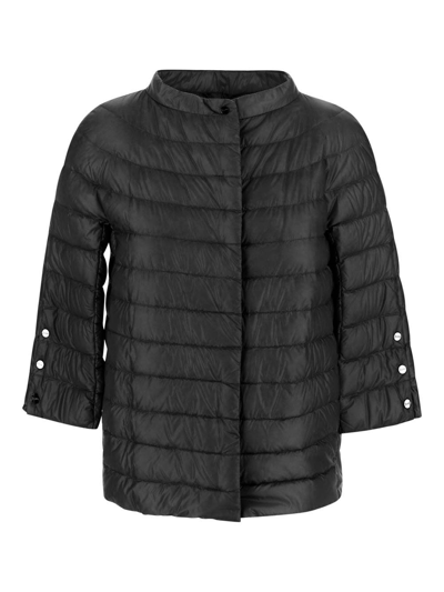 Herno Cropped Sleeve Padded Jacket In Black