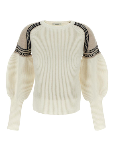 Max Mara Cosetta Jacquard-knit Wool And Cashmere-blend Sweater In Ivory