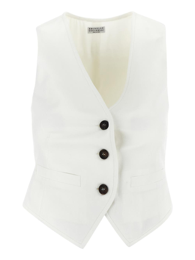 Brunello Cucinelli Viscose Gilet In White