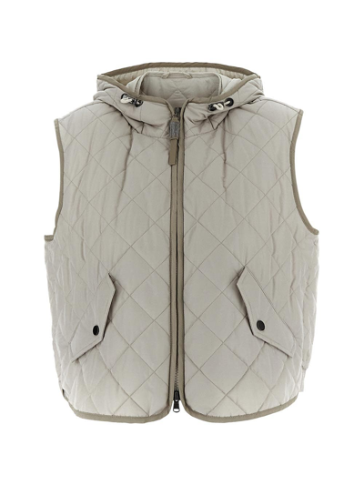 Brunello Cucinelli Sleeveless Down Jacket In Grey