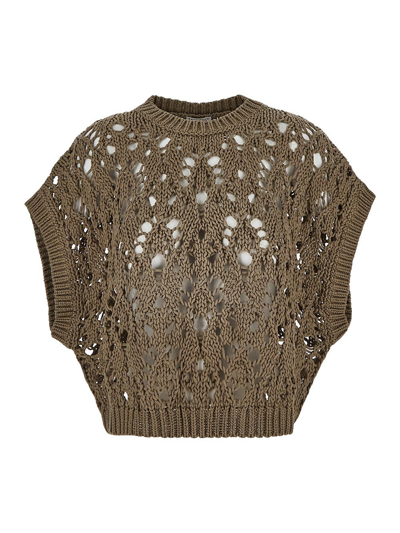 Brunello Cucinelli Cotton Sweater In Brown