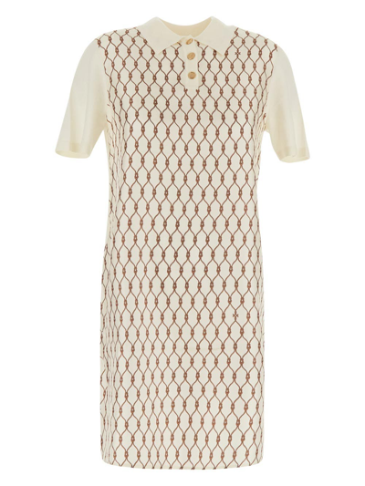 Tory Burch Wool And Silk Shirtdress In Multi