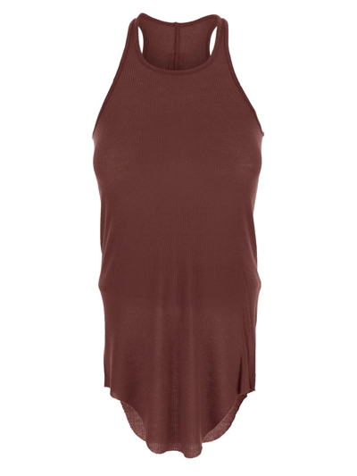 Rick Owens Sleevelss Ribbed Tank Top In Red