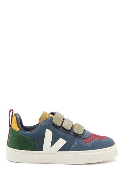 Veja Kids V-10 Panelled Suede Sneakers (it28-it34) In Multicoloured