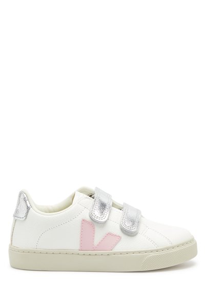 Veja Kids Esplar Panelled Leather Sneakers (it28-it34) In White