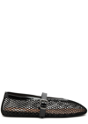 Alaïa Patent Leather-trimmed Mesh Ballet Flats In Black