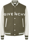 Givenchy Logo-appliquéd Wool-blend And Leather Varsity Jacket In Green