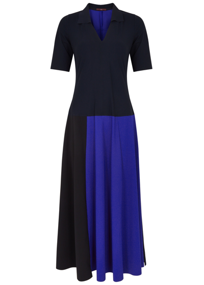 High Gravity Panelled Stretch-jersey Midi Shirt Dress In Blue