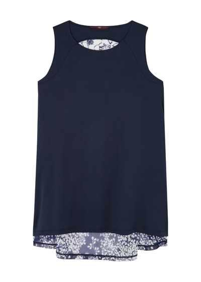 High With Grace Lace-panelled Cotton Top In Blue