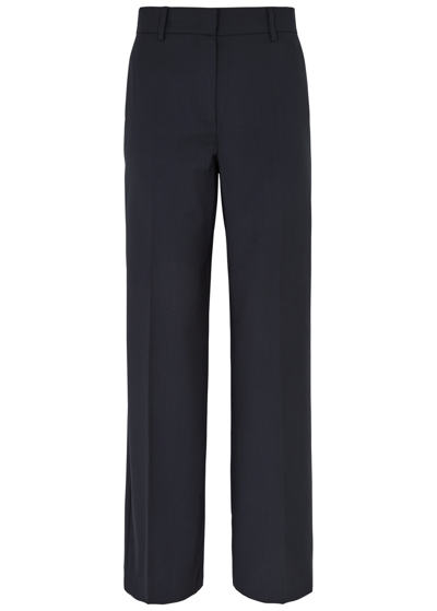 Max Mara Visivo Wide-leg Wool Trousers In Navy