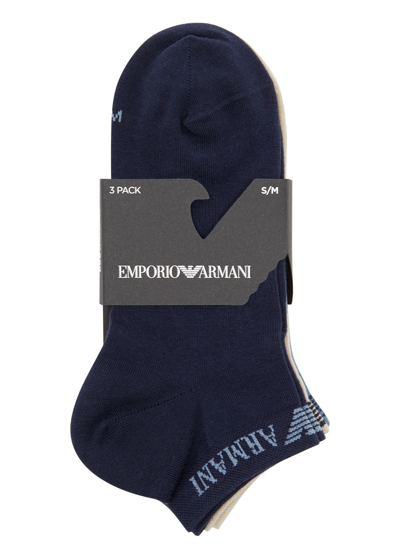 Emporio Armani Logo-intarsia Cotton-blend Sneaker Socks In Multicoloured