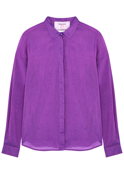 Forte Forte Forte_forte Semi-sheer Cotton-blend Shirt In Purple