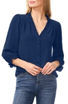 Cece Ruffle V-neck Blouse In Night Horizon