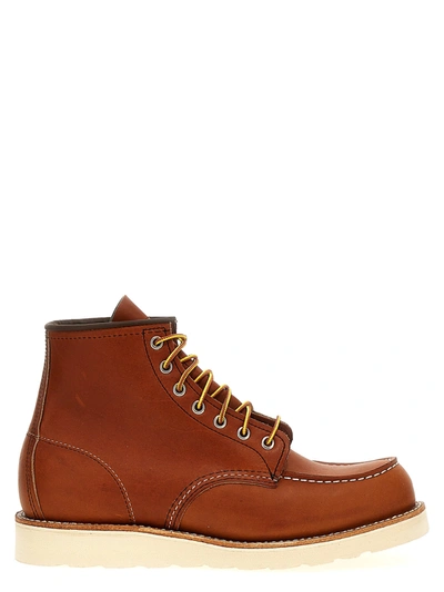 RED WING SHOES CLASSIC MOC BOOTS, ANKLE BOOTS BROWN