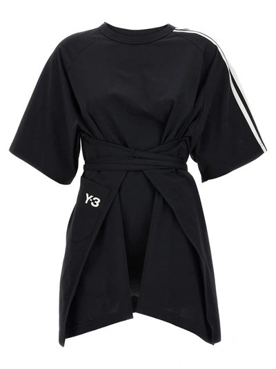 Y-3 Logo印花裹身式t恤 In Black  