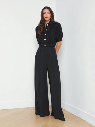 L Agence Nova Pleated Wide-leg Pant In Black