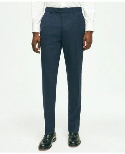 Brooks Brothers Explorer Collection Slim Fit Wool Checked Suit Pants In Navy
