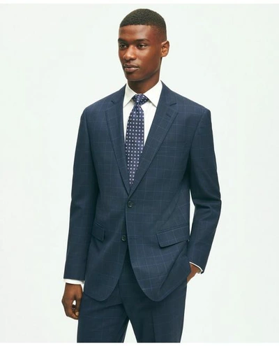 Brooks Brothers Explorer Collection Slim Fit Wool Checked Suit Jacket In Navy