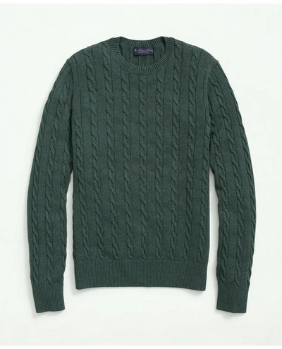 Brooks Brothers Supima Cotton Cable Crewneck Sweater | Dark Green | Size Xl