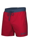 Hugo Boss Starfish Recycled Polyester Swim Trunks In Bright Red