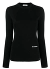 Jil Sander Logo-patch Ribbed-knit Jumper In Black