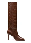 Paris Texas 115mm Crocodile-effect Knee Boots In Gray