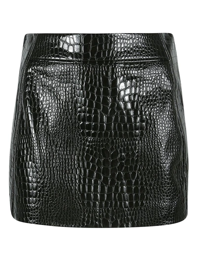 Pinko Crocodile-effect Patent Miniskirt In Black