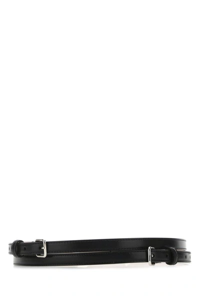 Alexander Mcqueen Leather Double Belt In Black