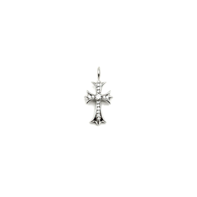 Pre-owned Chrome Hearts White Gold Diamonds Tiny Cross Necklace Charm