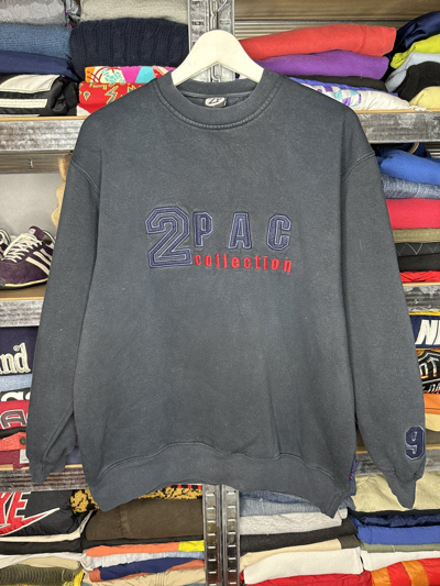 Pre-owned Rap Tees X Vintage 2 Pac Collection 96 Y2k Rap Sweatshirt In Faded Black
