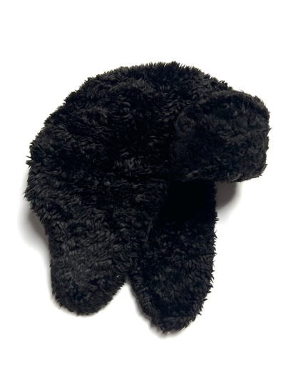 Pre-owned Avant Garde Y2k Archival Puffer Fuzzy Faux Fur Japan Style Trapper Hat In Black