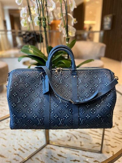 Pre-owned Louis Vuitton Weekend Bag For Men In Blue