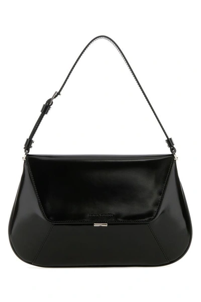 AMINA MUADDI AMINA MUADDI WOMAN BLACK LEATHER AMI SHOULDER BAG