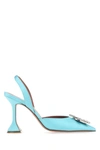 Amina Muaddi Camelia Crystal-embellished Silk-satin Slingback Pumps In Blue
