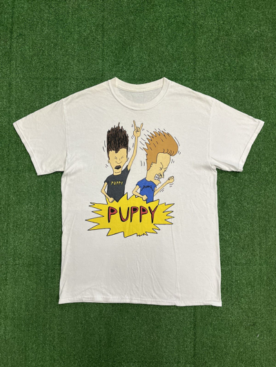 Pre-owned Cartoon Network X Vintage 90's Beavis And Butt-head Puppy White Tee