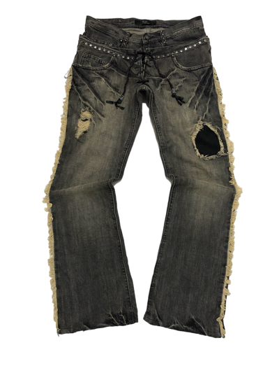 Pre-owned If Six Was Nine X Le Grande Bleu L G B Midas Flare Mud Wash Double Waist Studed Pants (size 32) In Multicolor