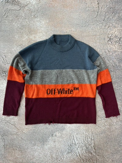 Pre-owned Off-white Virgil Abloh Off White Distressed Style Wool Sweater In Striped