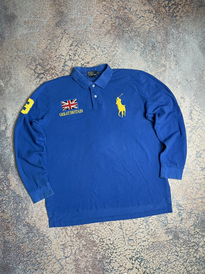 Pre-owned Polo Ralph Lauren X Vintage Polo Ralph Laurent "great Britain"polo Longsleeve Chief Keef In Blue