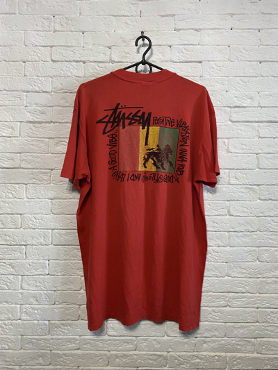 Pre-owned Stussy X Vintage 80's Stussy T-shirt Rasta Feelin Irie In Red