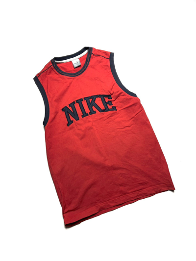 Pre-owned Nike X Vintage Y2k Nike Embroidery Logo Japan Style Tank Top Tee In Red