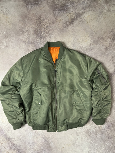 Pre-owned Alpha Industries X Ma 1 Vintage Alpha Industries 90's Ma 1 Bomber Jacket In Green