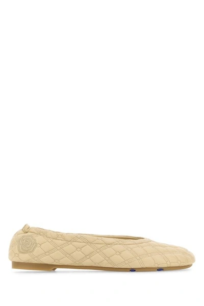 Burberry Sadler Quilted Lambskin Ballerina Flats In Beige